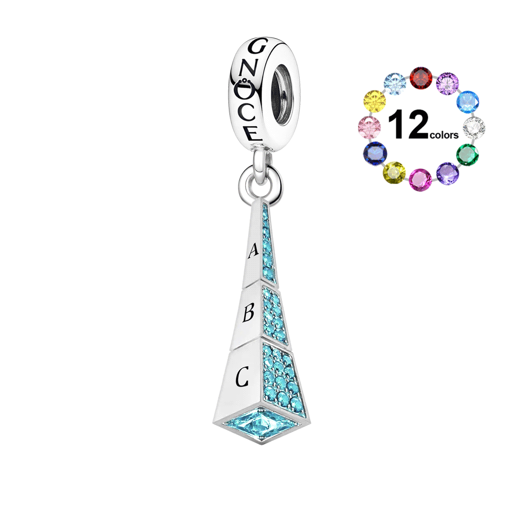 Gnoce Rotating Geometry Customised Birthstone Pendant Dangle Charm_1