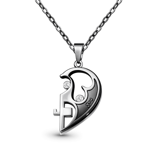 Gnoce Customized Heart-shaped Birthstone Couple Necklaces_1