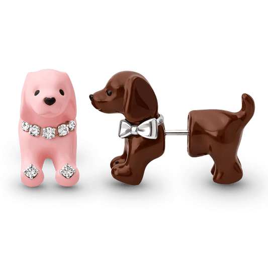 Gnoce Asymmetrical Puppy Dog Stud Earrings_1