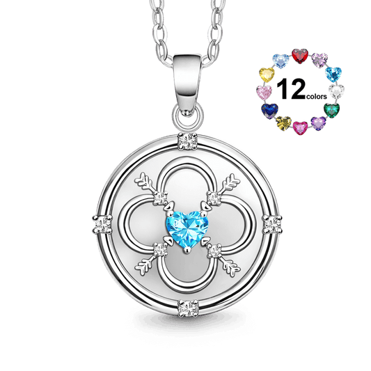 Gnoce Personalized Four-Leaf Clover Birthstone Necklace_1