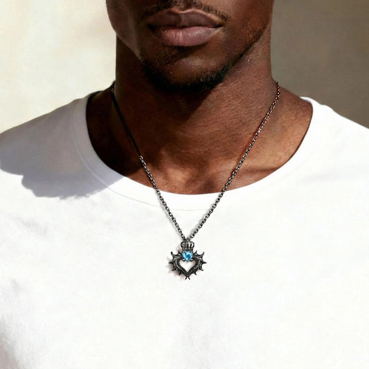 Gnoce Black Crown Wing Heart Personalized Necklace_2