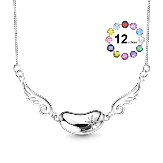 Gnoce Elegant Custom Birthstone Lucky Bean Necklace_1