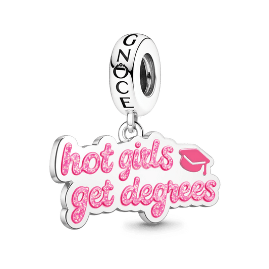 Gnoce Graduation 'hot girls get degrees'  Engravable Pendant Dangle Charm_1
