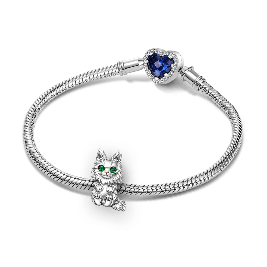 Gnoce Maine Coon Cat Charm Platinum-plated Silver Blend_3