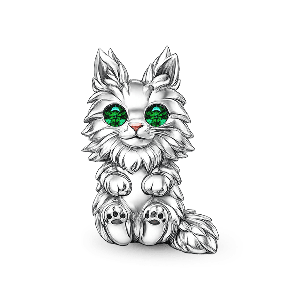 Gnoce Maine Coon Cat Charm Platinum-plated Silver Blend_1