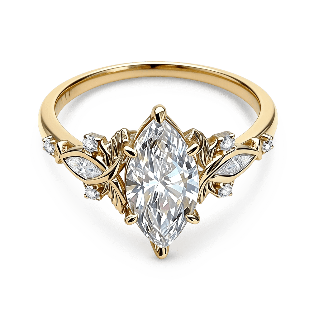 Gnoce Vintage Floral Marquise Cut Engagement Ring_1