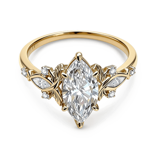 Gnoce Vintage Floral Marquise Cut Engagement Ring_1