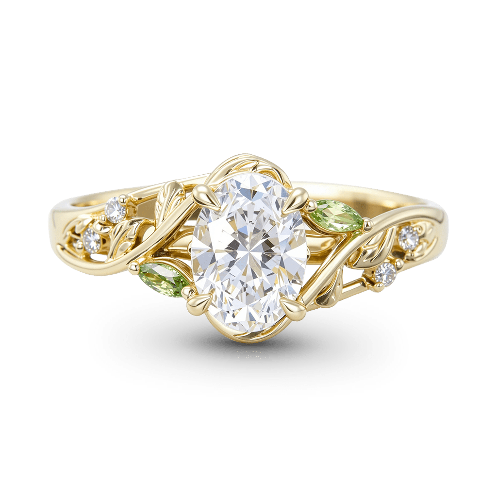 Gnoce Branch Inspired Leafy Oval-Cut Engagement Ring_1