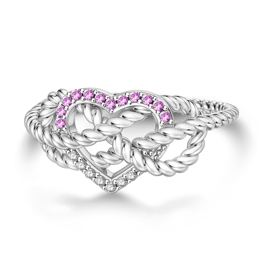 Gnoce Pavé Pink CZ Infinity Twisted Ring Platinum-plated Silver Blend_1