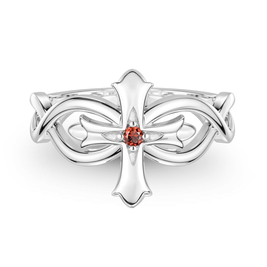 Gnoce Cross with Celtic Knot Ring Platinum-plated Silver Blend_1
