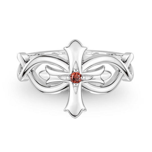 Gnoce Cross with Celtic Knot Ring Platinum-plated Silver Blend_1