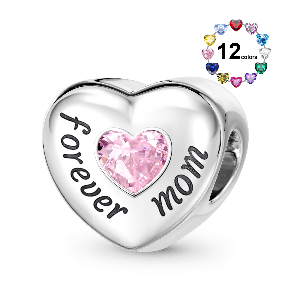 Gnoce Mother's Day Heart Personalized Photo Birthstone Charm_2