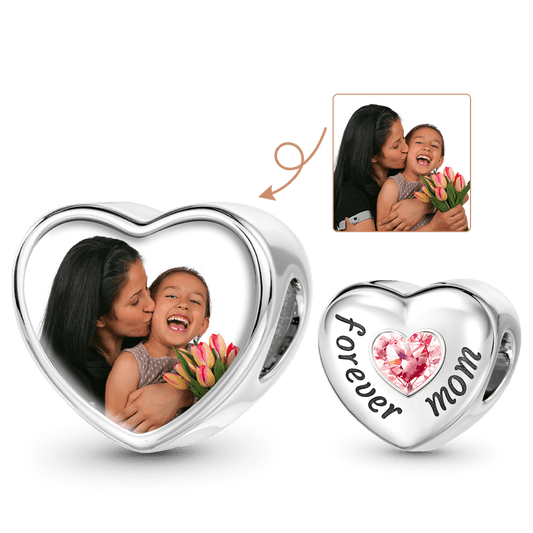 Gnoce Mother's Day Heart Personalized Photo Birthstone Charm_1