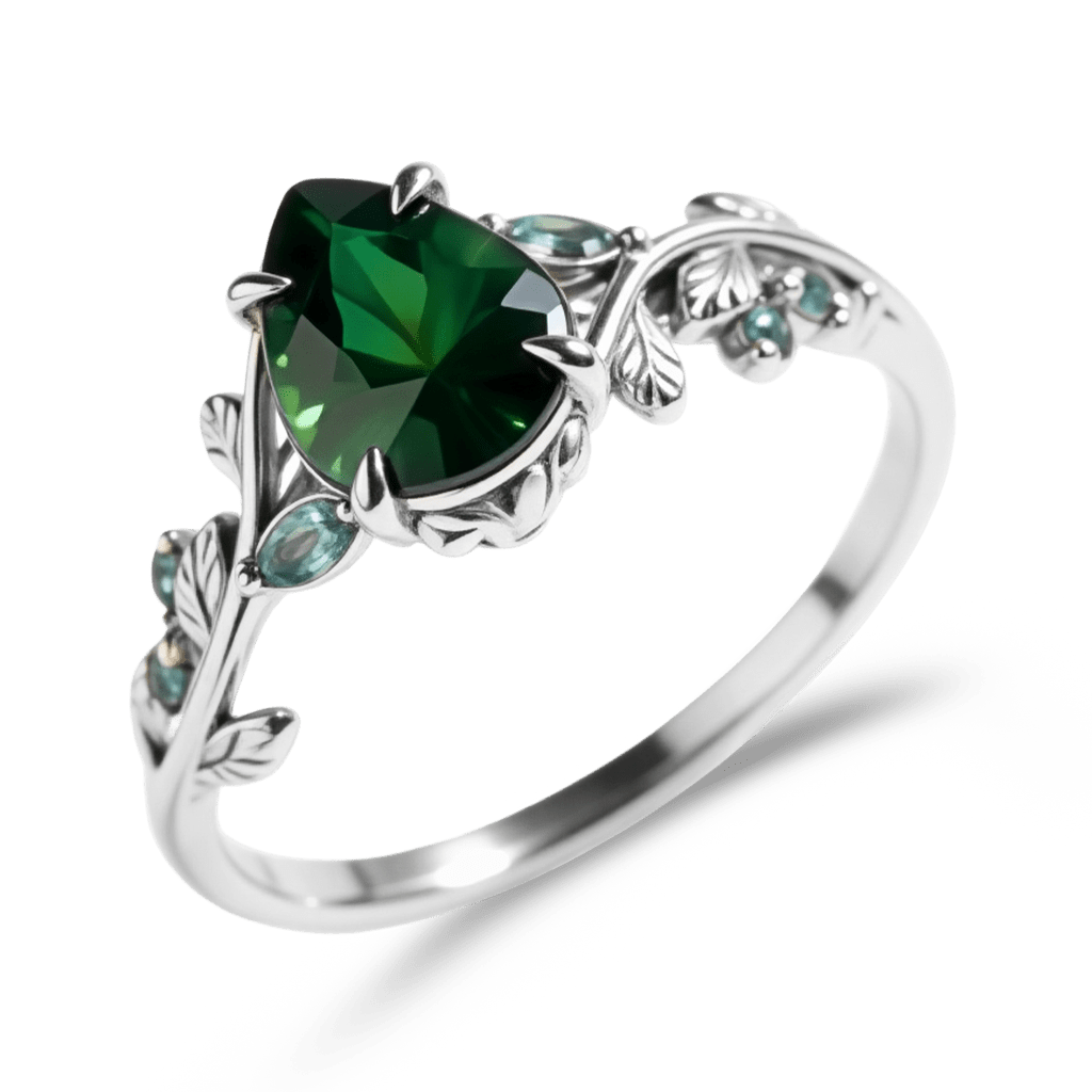 Gnoce Nature-Inspired Twig Pear-cut Engagement Ring_4