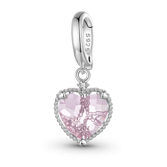 Gnoce Pink Crystal Cluster Heart Pendant Charm_1