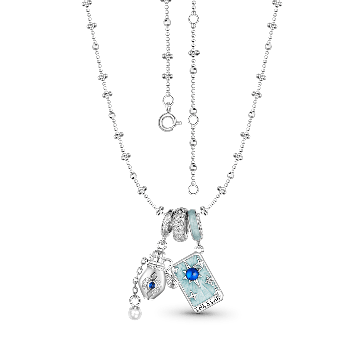 Gnoce The Star Tarot and Vintage Perfume Bottle Pendant Necklace Set_4