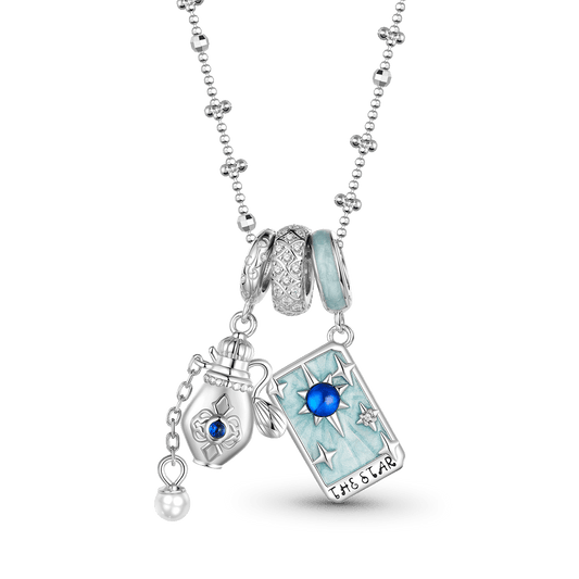 Gnoce The Star Tarot and Vintage Perfume Bottle Pendant Necklace Set_1