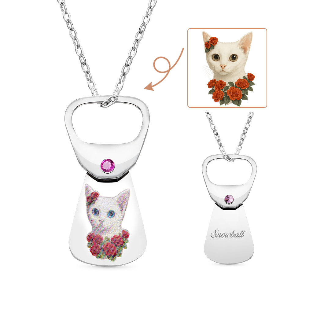 Gnoce Custom Pet Photo Necklace Cans Pendant Gift for Pet Lover_2