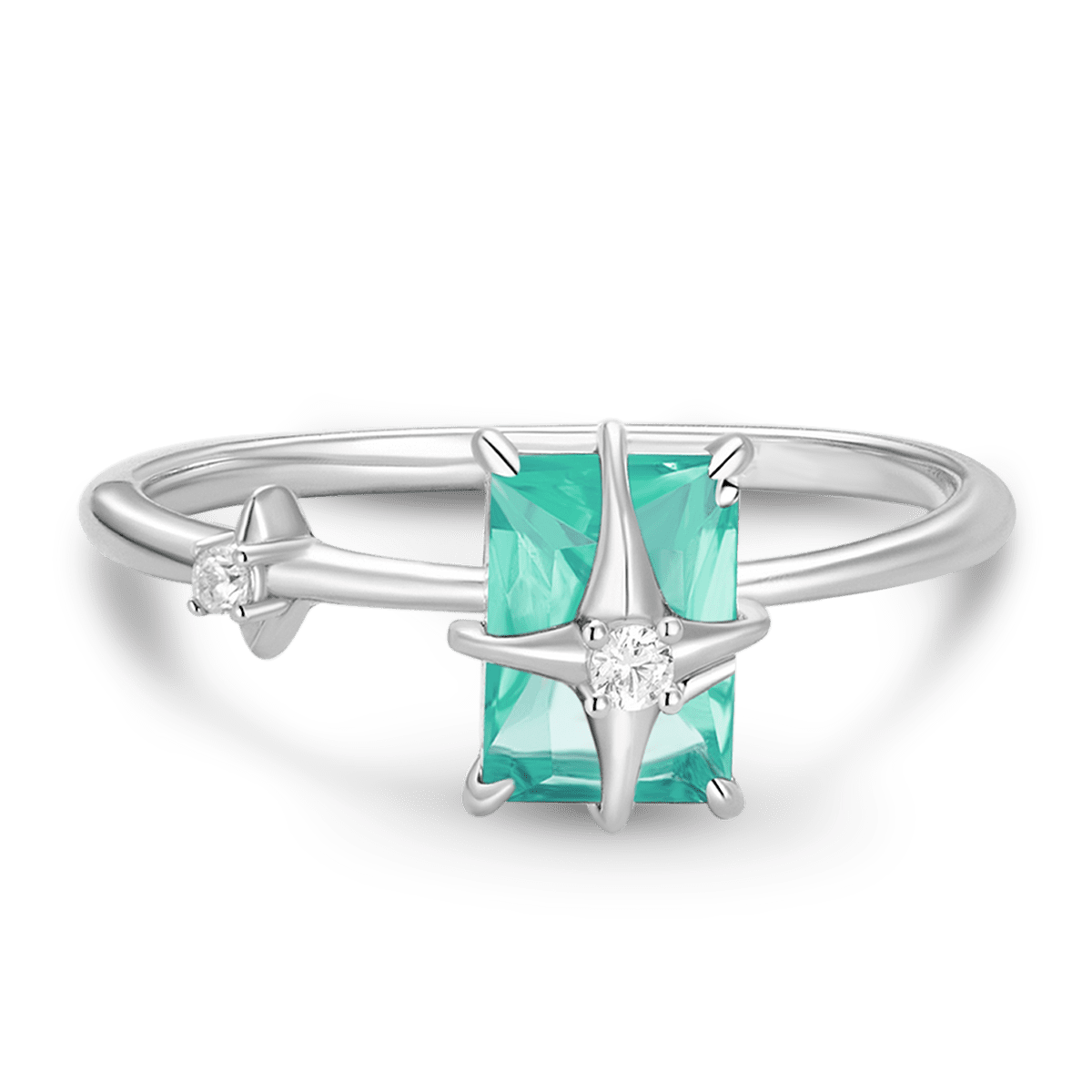 Gnoce Starburst Green Crystal Solitaire Ring_1