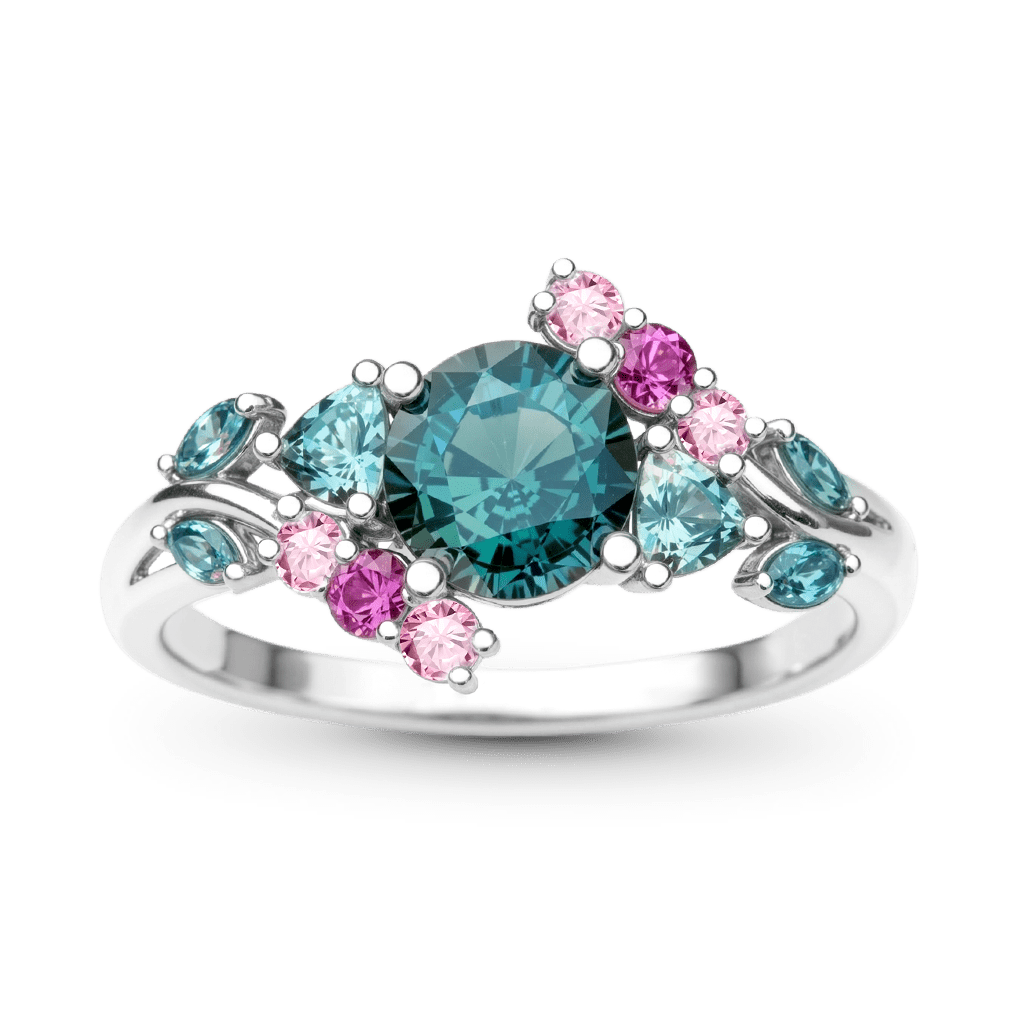 Gnoce Floral Cluster Round- Cut Engagement Ring_1