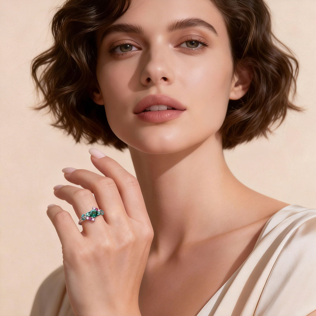 Gnoce Floral Cluster Round- Cut Engagement Ring_3