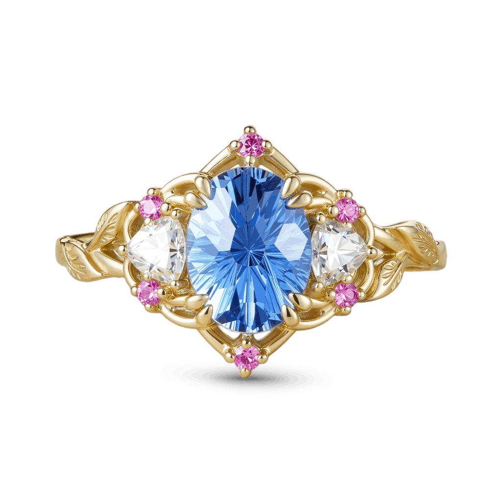 Gnoce Nature-Inspired Leaf & Floral  Oval-Cut Engagement Ring_1