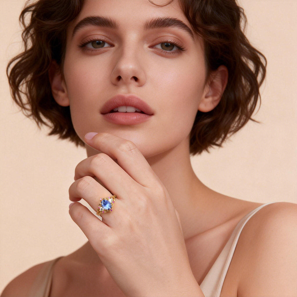 Gnoce Nature-Inspired Leaf & Floral  Oval-Cut Engagement Ring_3