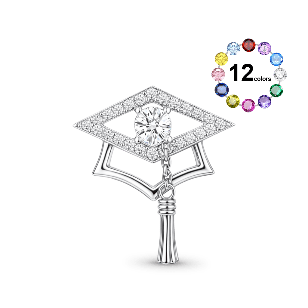 Gnoce Graduation Season Graduation Cap Engravable Birthstone Charm_1