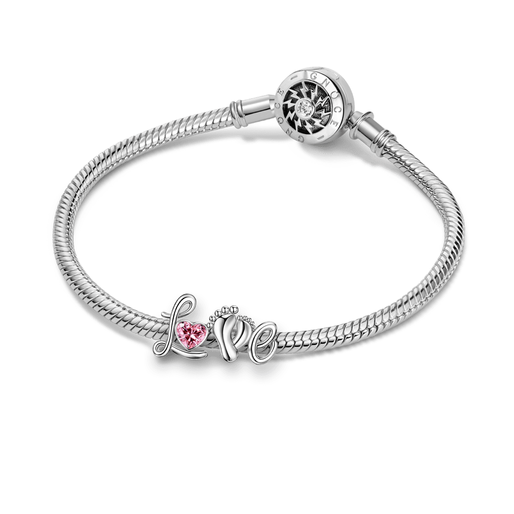 Gnoce Mother's Day Love Footprint Engravable Birthstone Charm_3