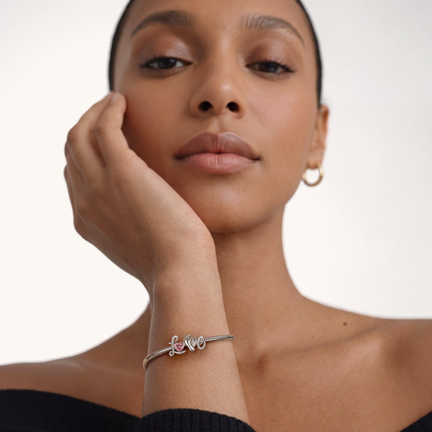 Gnoce Mother's Day Love Footprint Engravable Birthstone Charm_4