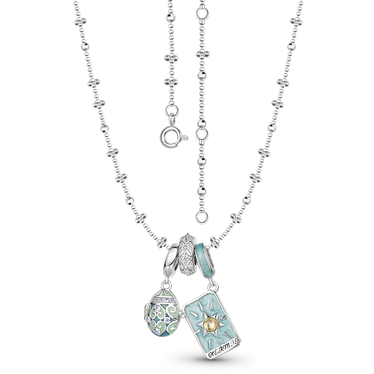 Gnoce Openable Lucky Egg and Hermit Tarot Pendant Necklace Set_5