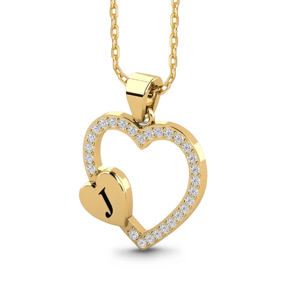 Gnoce Custom Initial Heart Necklace with Birthstone_4
