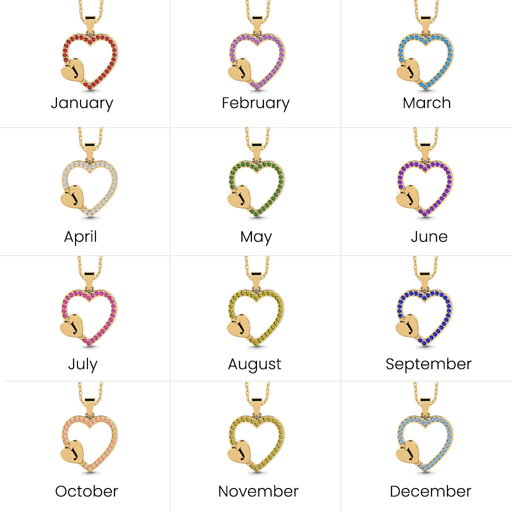 Gnoce Custom Initial Heart Necklace with Birthstone_5