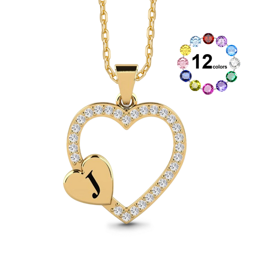 Gnoce Custom Initial Heart Necklace with Birthstone_1