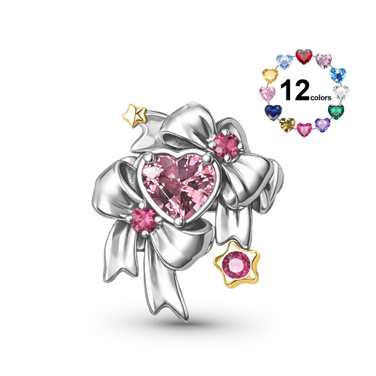 Gnoce Heart Bow Engravable Birthstone Charm_1