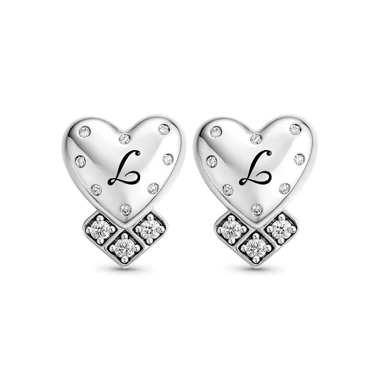 Gnoce Personalized Inscription Double Heart Studs_1