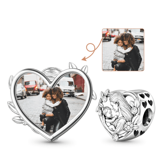 Gnoce Mother Embraces Baby Personalized Photo Heart Charm_1