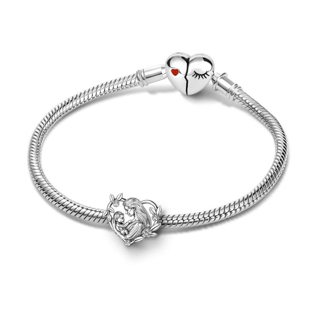 Gnoce Mother Embraces Baby Personalized Photo Heart Charm_3