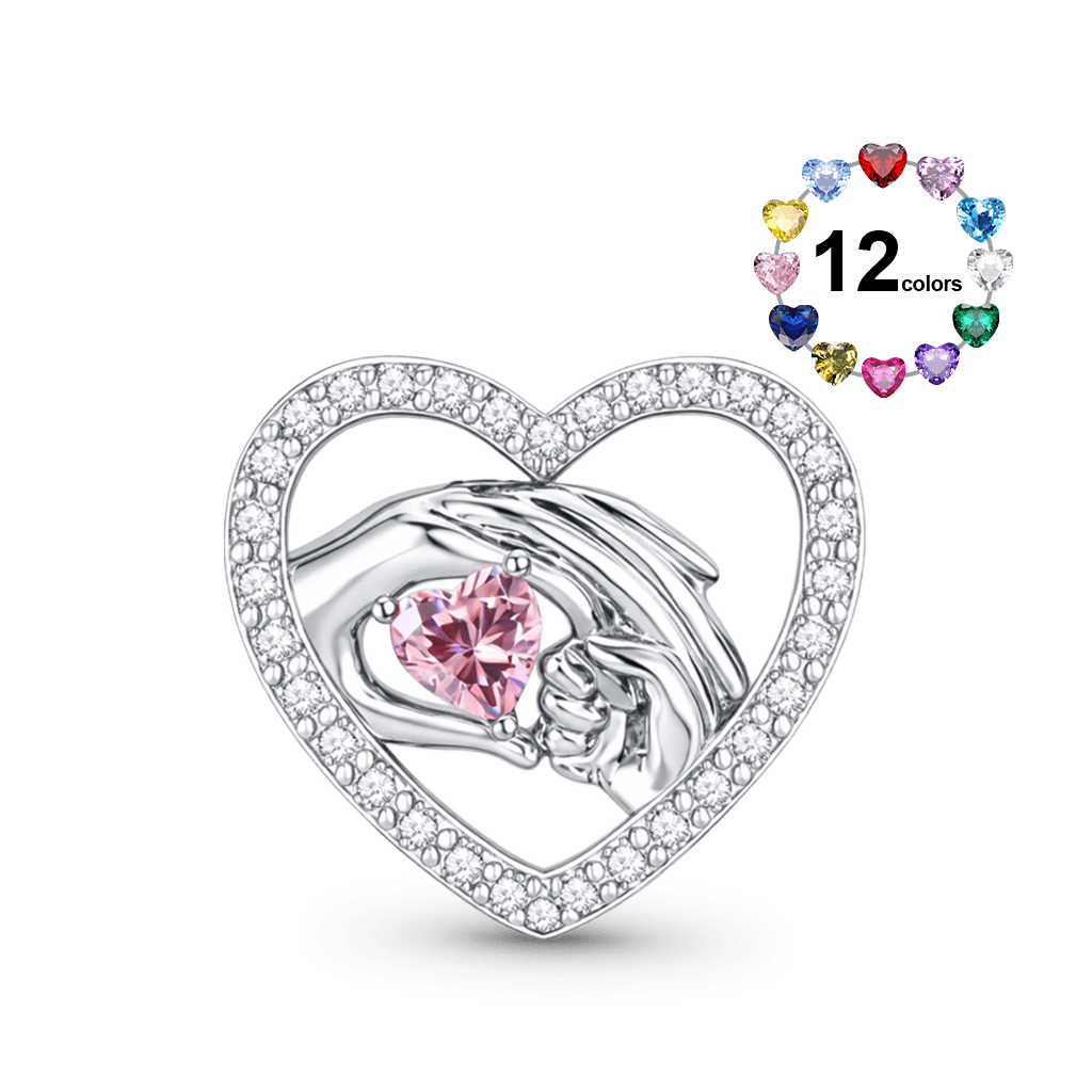 Gnoce Mother's Day Holding Hands Personalized Photo Birthstone Charm_2