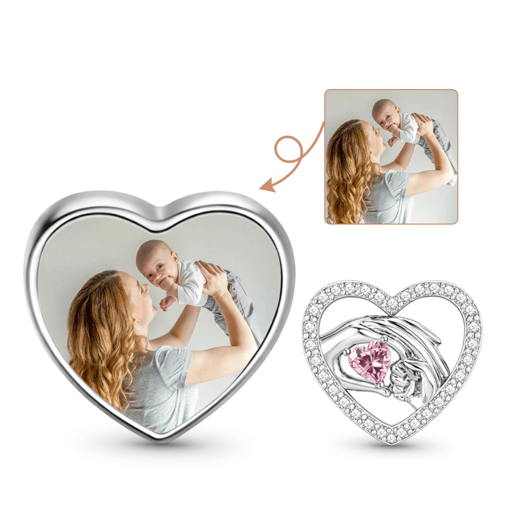 Gnoce Mother's Day Holding Hands Personalized Photo Birthstone Charm_1