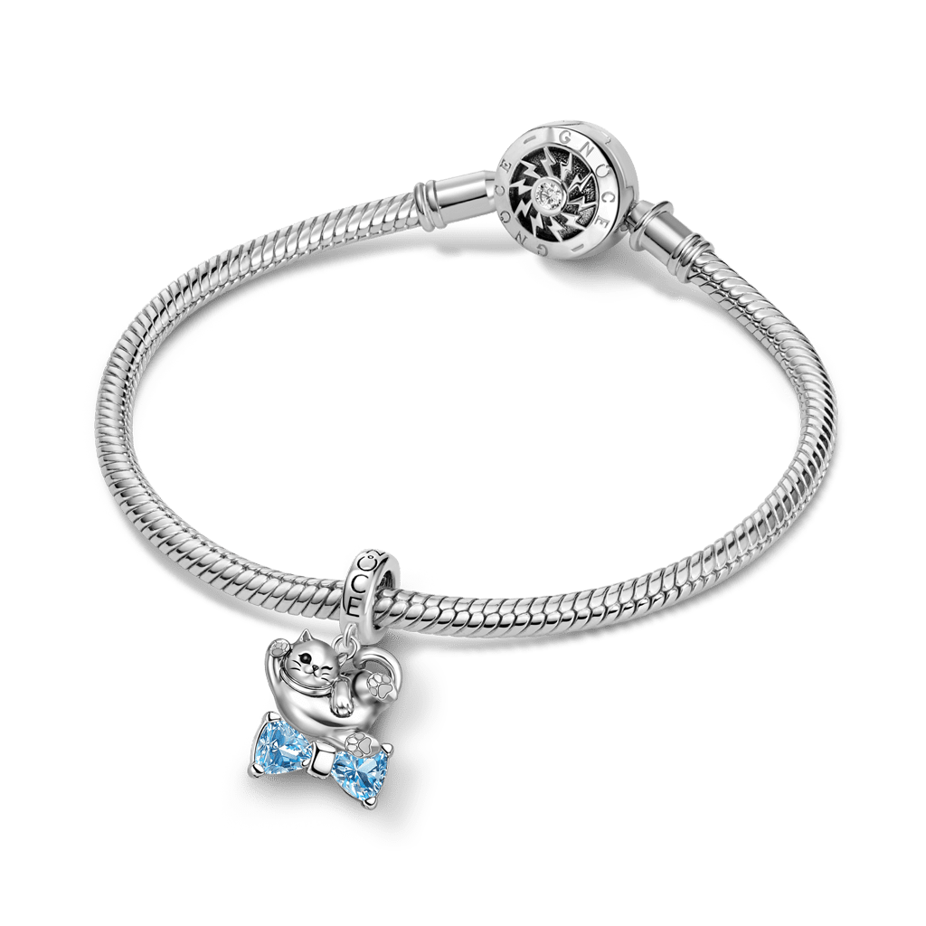 Gnoce Cat Customized Birthstone Pendant Dangle Charm_3