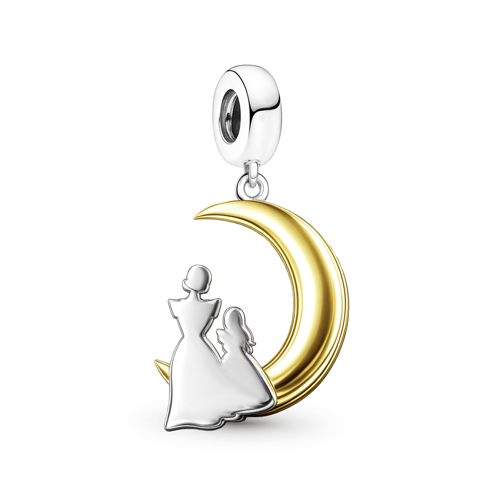 Gnoce Mother & Daughter Moon Pendant Dangle Charm Platinum-plated Silver Blend_5