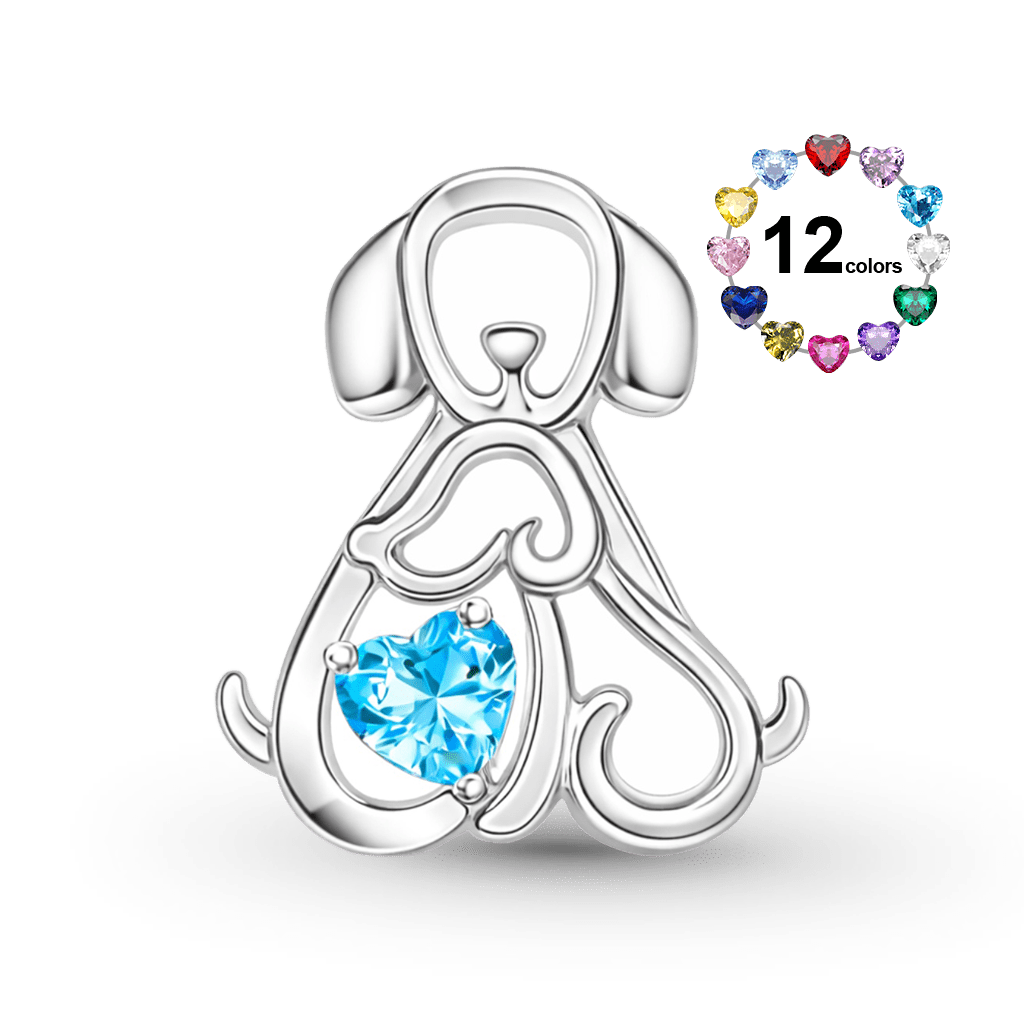 Gnoce Mother's Day Puppy Mother & Baby Customized Birthstone Charm_1