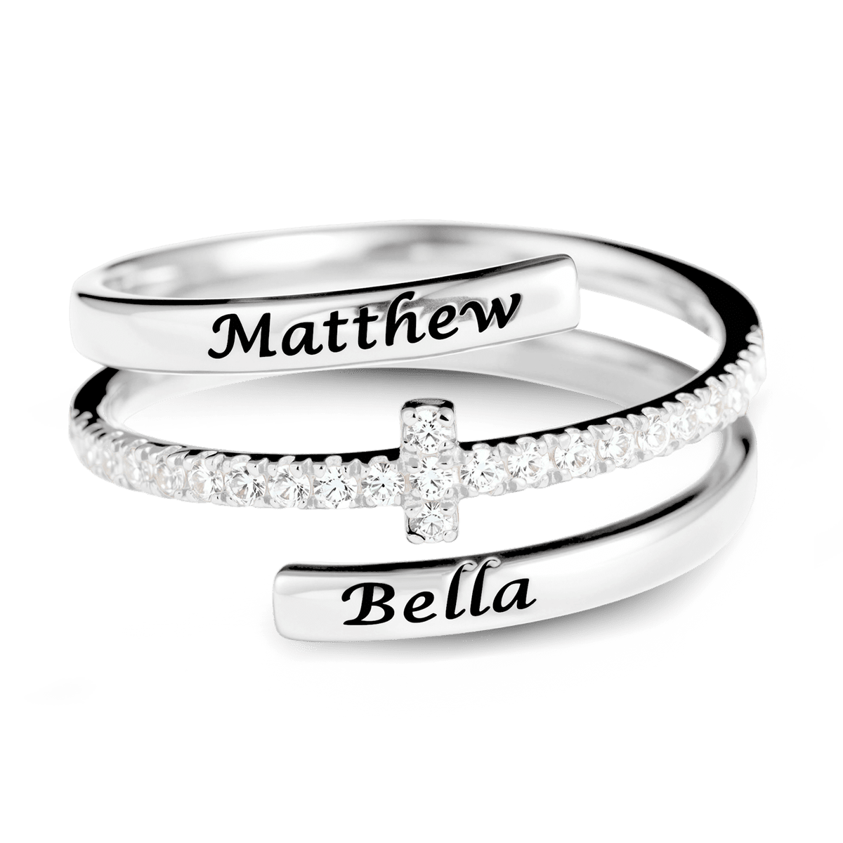 Gnoce Engraving Names Cross Ring Personalized Birthstone Gold Jewelry_4