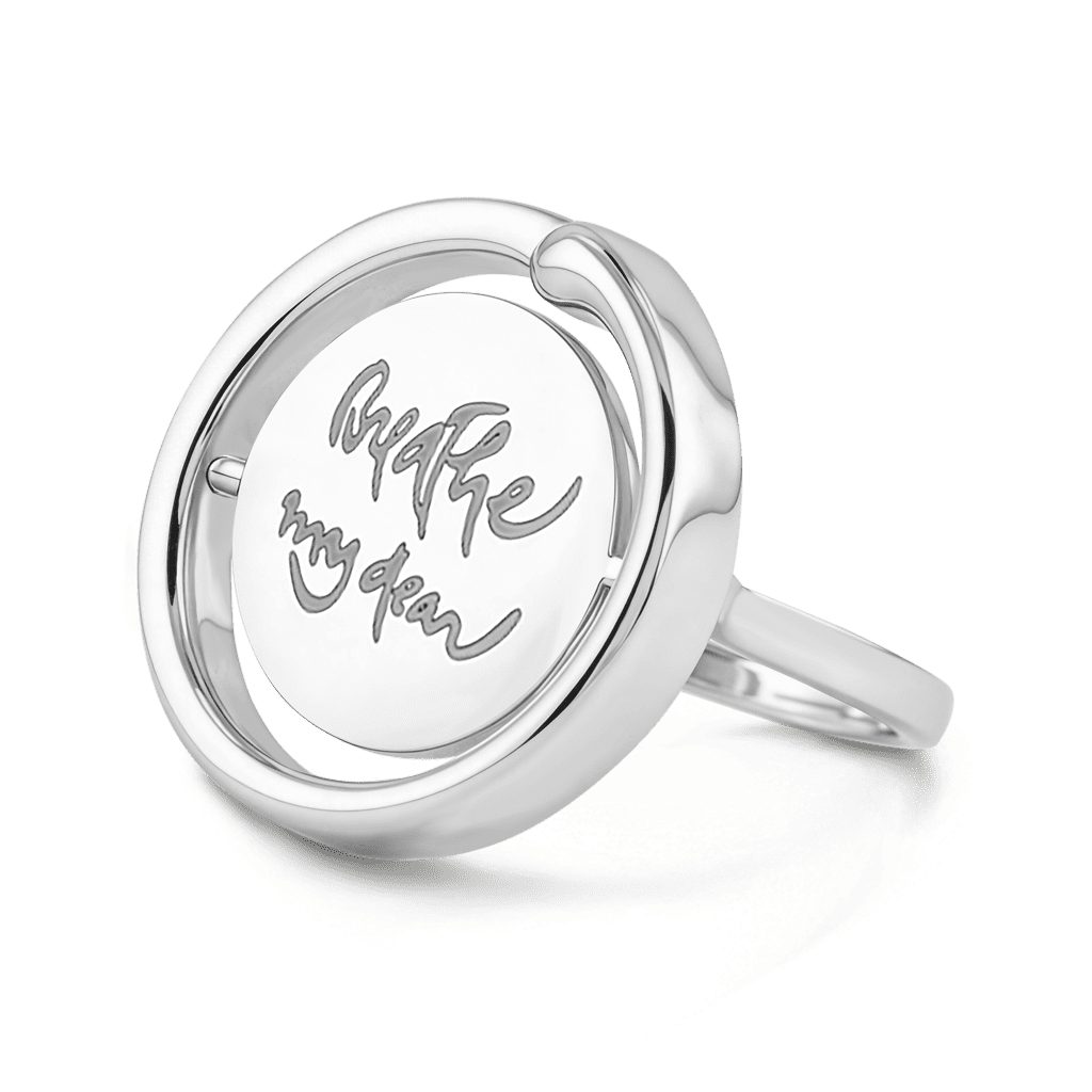 Gnoce Personalized Spinning Ring Handwriting Engraved Heart Silver Jewelry_1