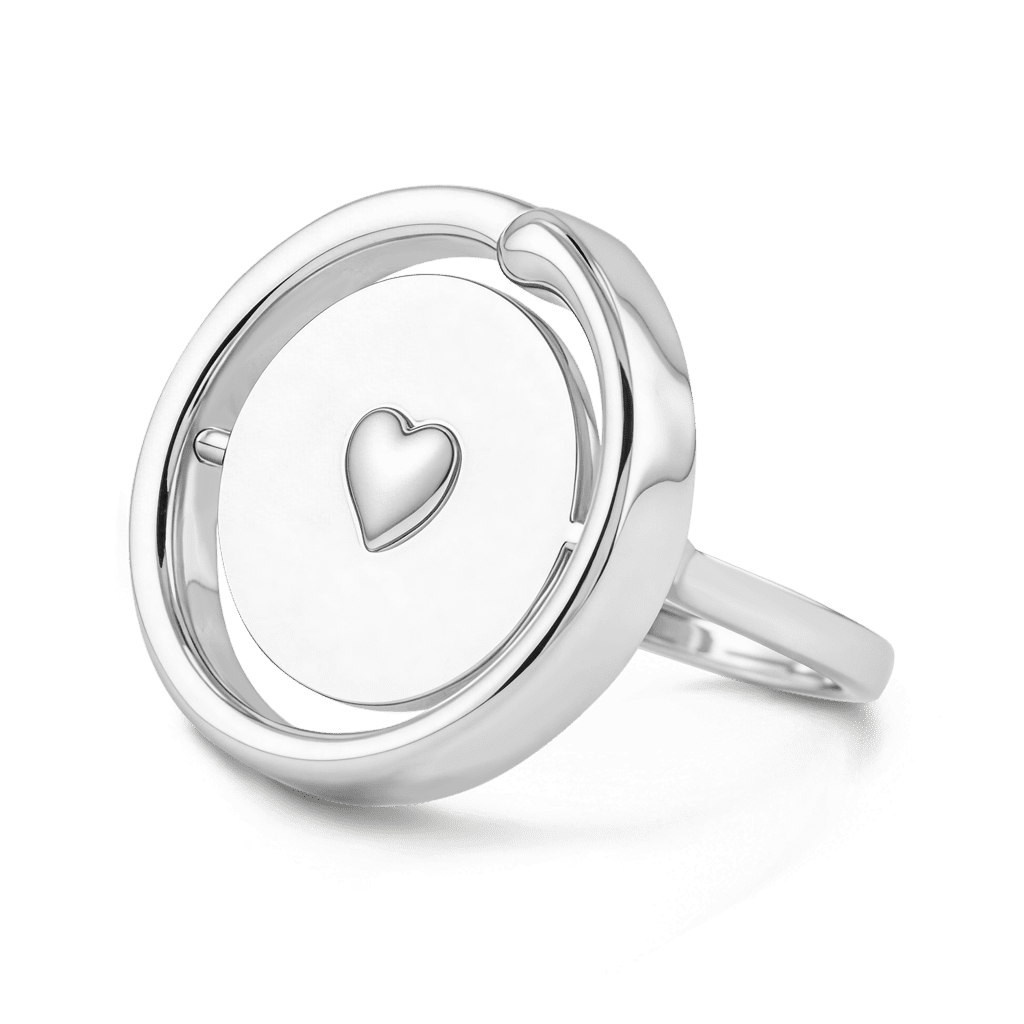 Gnoce Personalized Spinning Ring Handwriting Engraved Heart Silver Jewelry_4