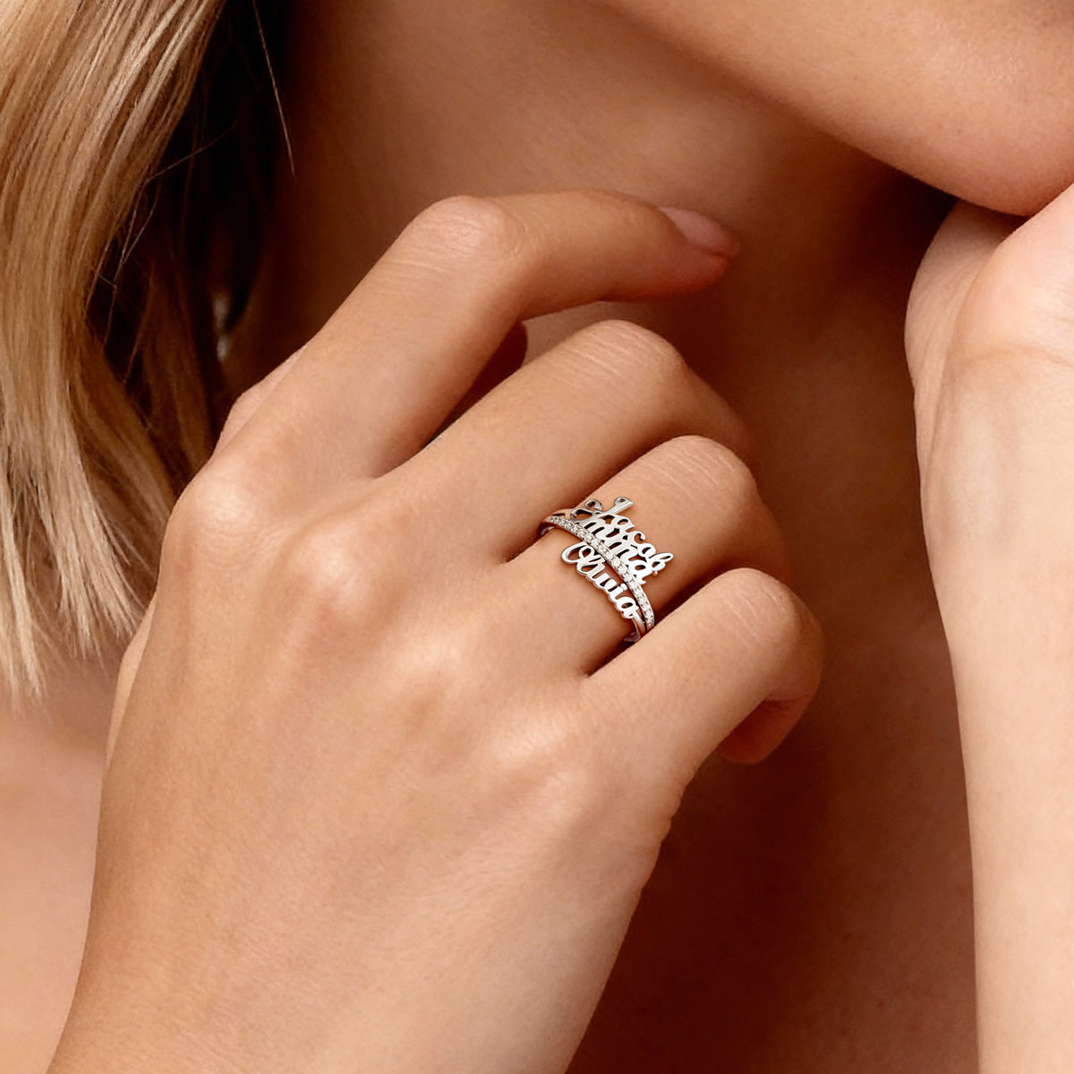 Gnoce Personalized Name Ring Custom Birthstone Family Ring_2