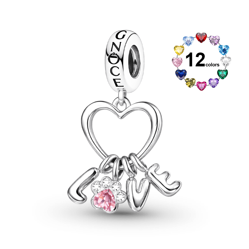 Gnoce Love Pet Paw Birthstone Pendant Dangle Charm_1