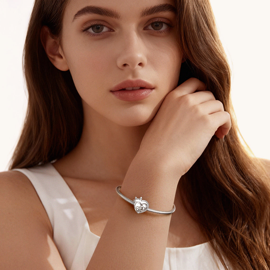 Gnoce Cat Mother & Baby Engravable Charm_4