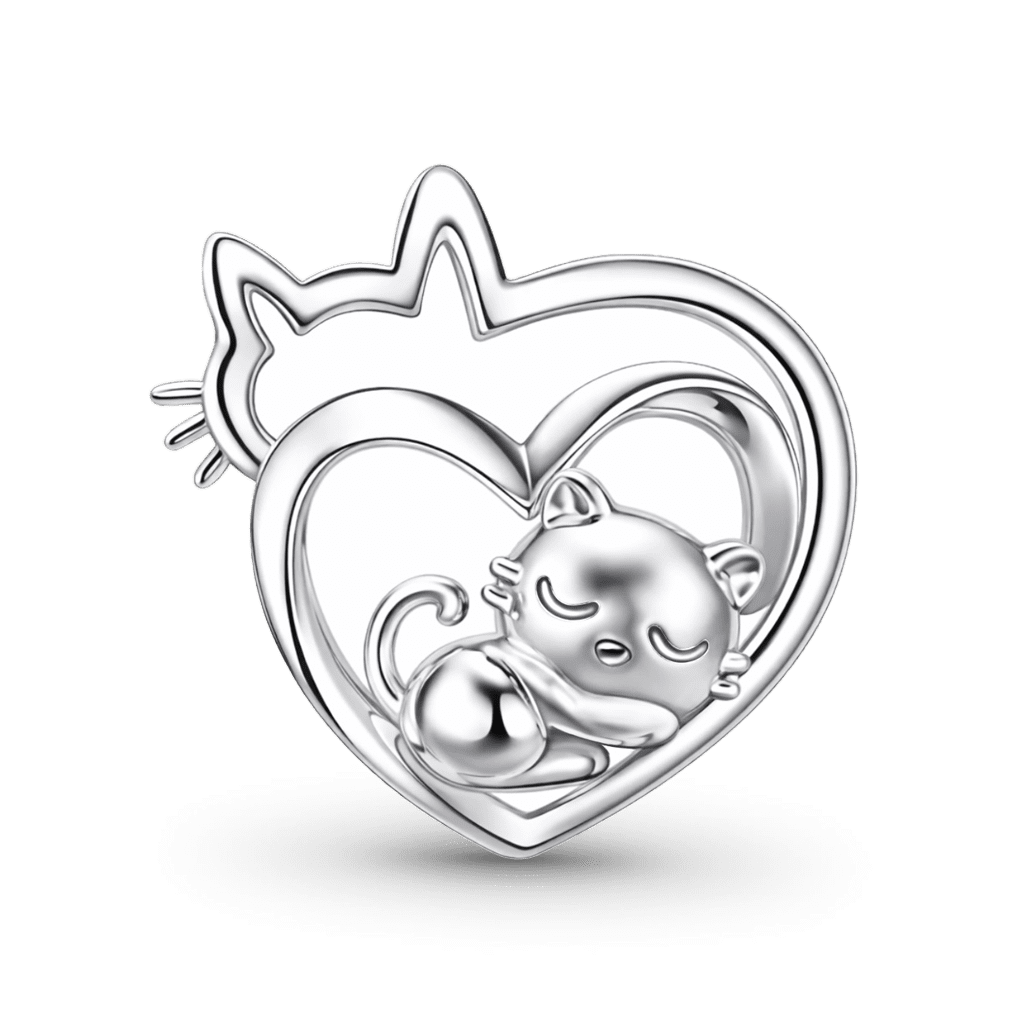 Gnoce Cat Mother & Baby Engravable Charm_1